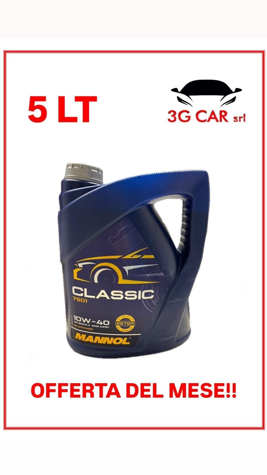 5 Litri MANNOL Classic 10W-40 Olio Motore API SN/CH-4 ACEA A3/B4 JASO MA2