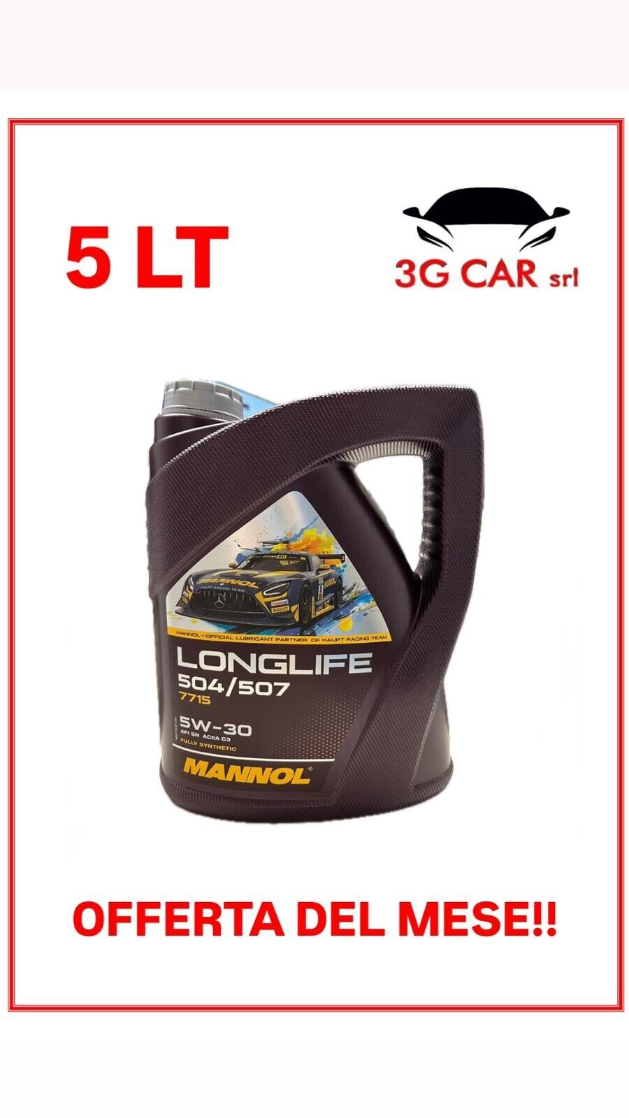 5 LT.  MANNOL 5W-30 LONGLIFE 504/507 FULLY SYNTHETIC 7715 ACEA C3 5W30 API SN