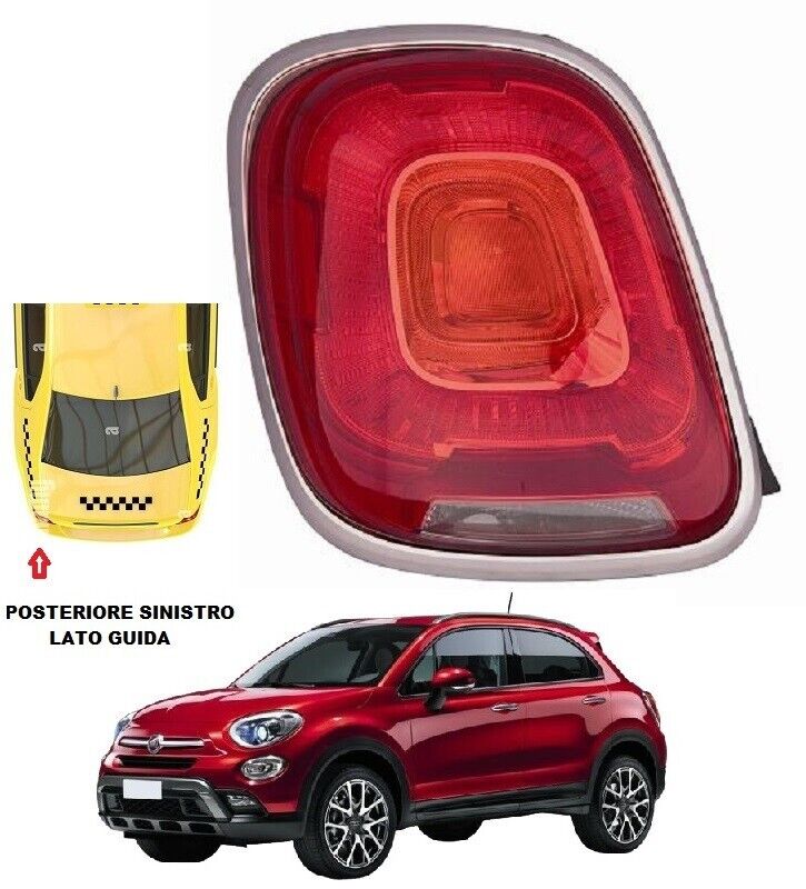 FANALE FANALINO POSTERIORE SX FIAT 500X 2015-2018 CORNICE CROMATA NUOVO