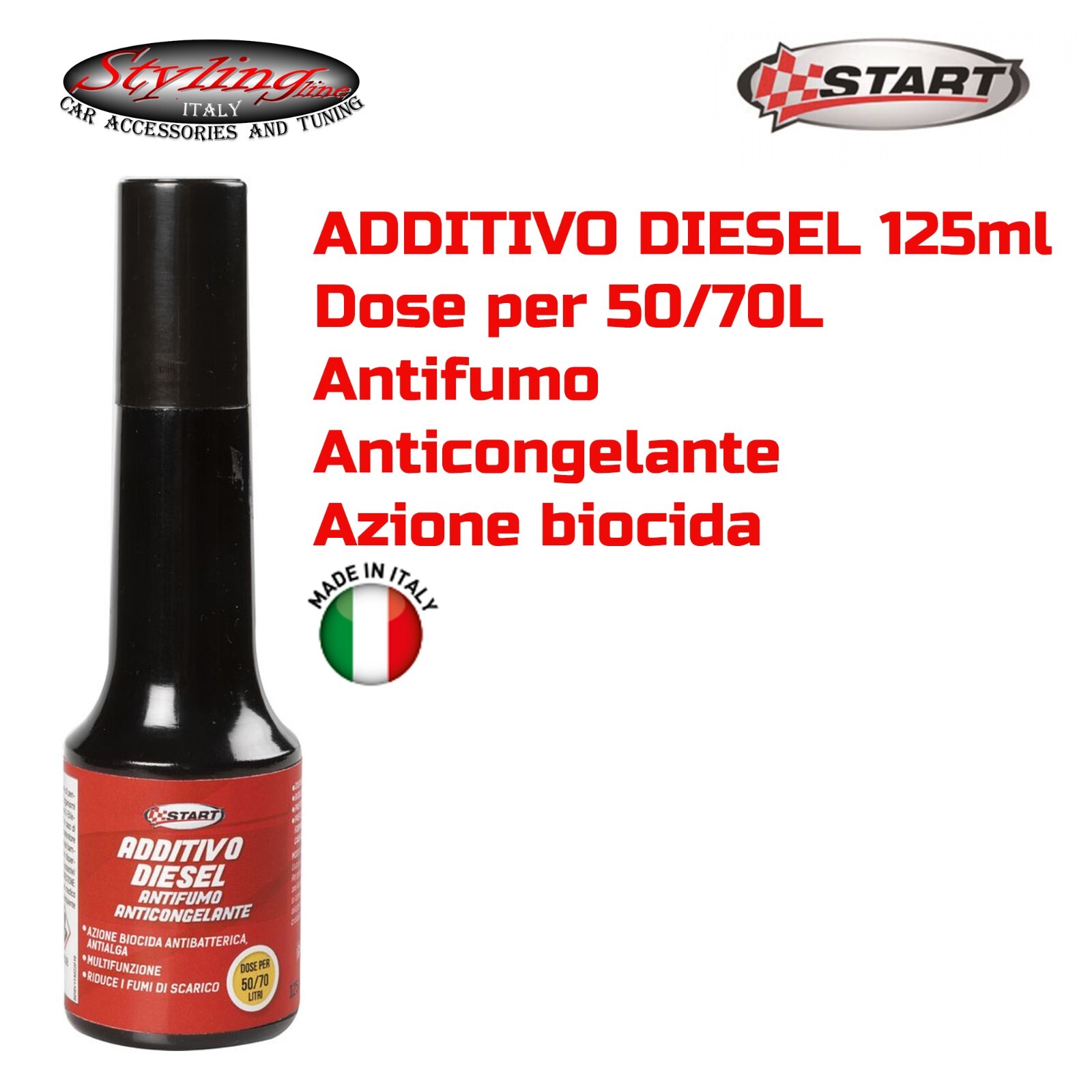 Start 125ml Additivo Auto Diesel Antifumo Anticongelante Antibatterico Antialghe