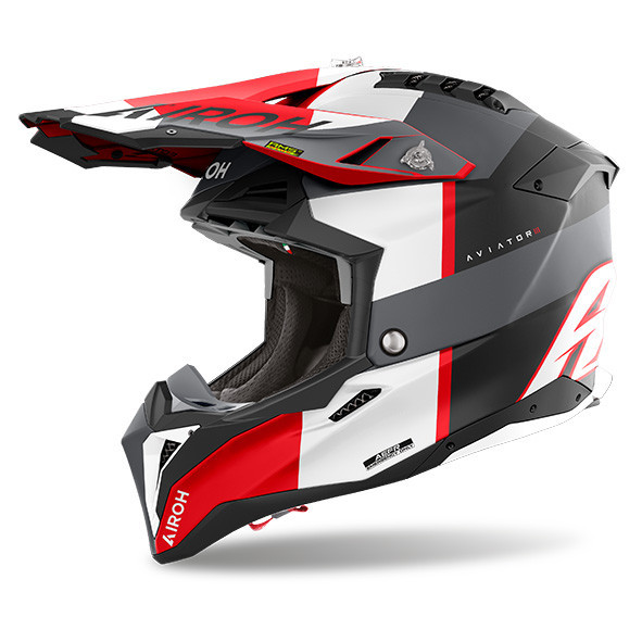 AV3M16 Casco Cross Enduro AIROH Aviator 3 Monarch Grey/Red Matt S