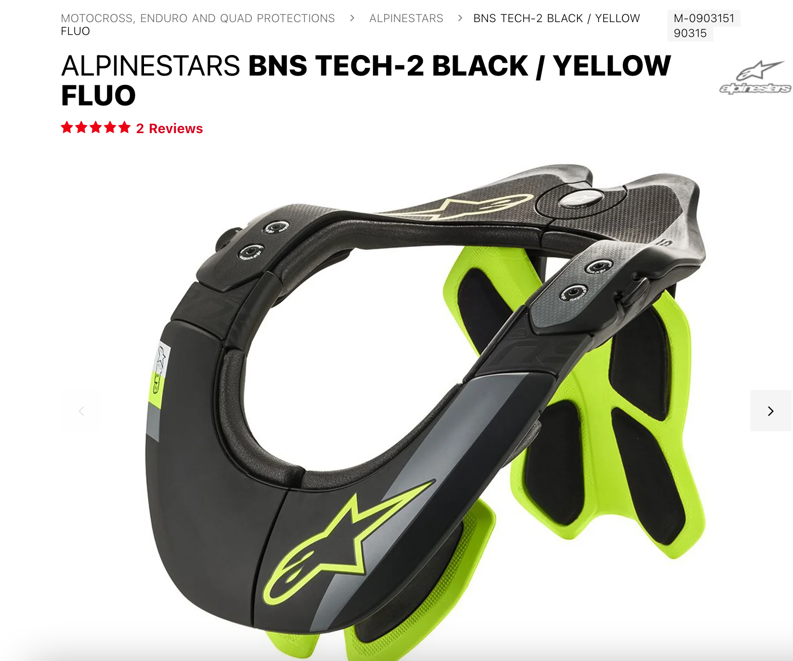 ALPINESTARS BNS TECH-2 BLACK / YELLOW FLUO - L/XL