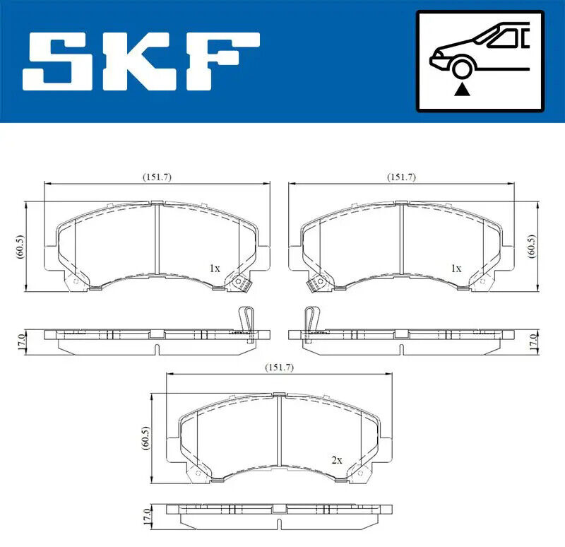 Pastiglie freno VKBP 80233 A SKF per ISUZU D-MAX I D-MAX II