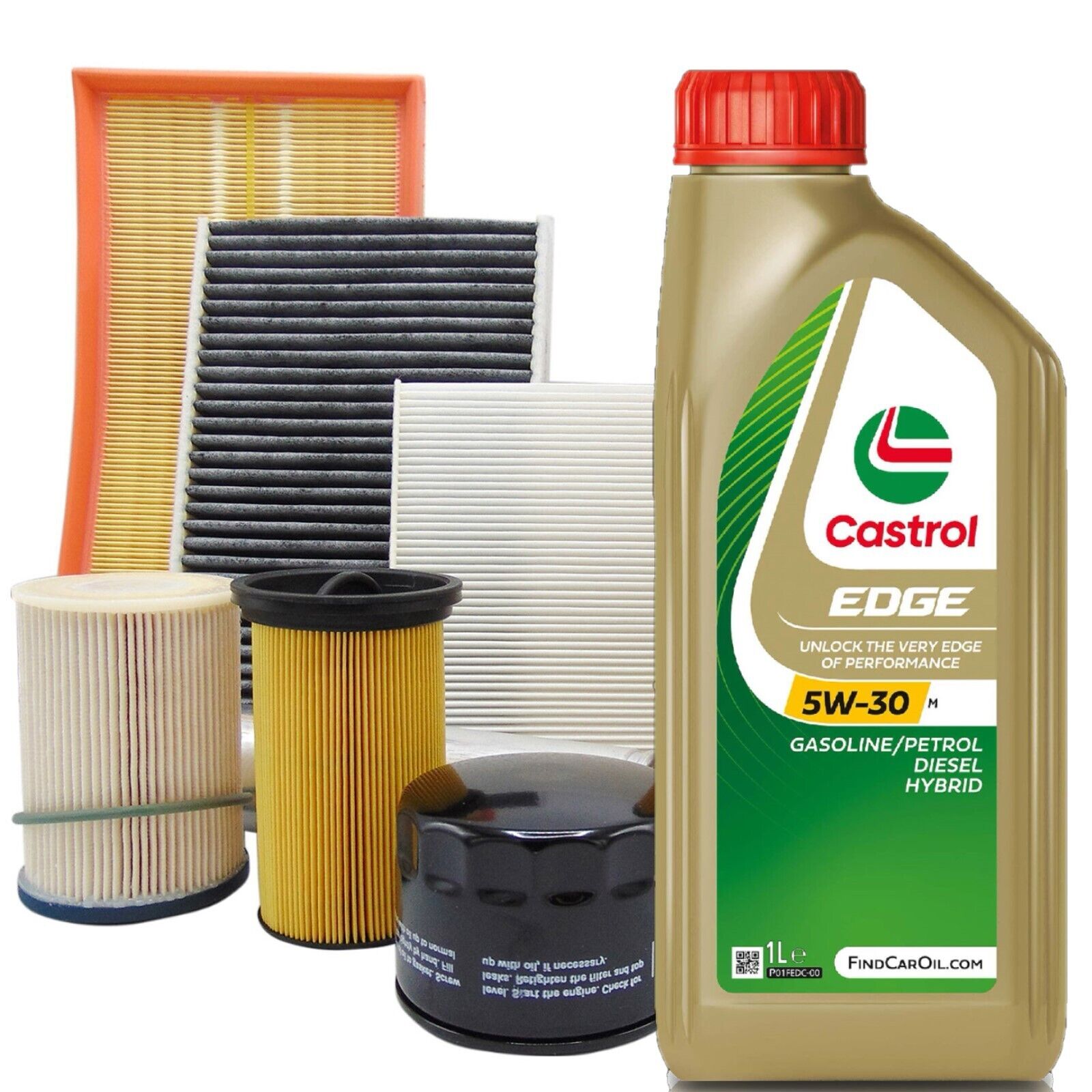 Kit tagliando olio CASTROL EDGE 5W30 6LT+4 FILTRI BMW 318D 320D E46 85 110 KW