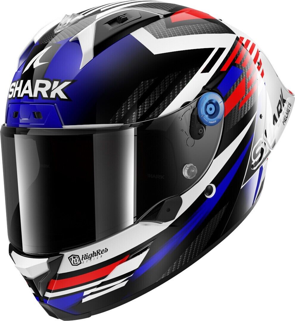 CASCO HELMET MOTO SHARK AERON GP CARBONIO FIRSTLAP BLU RED TOP FIM  RACING TG L