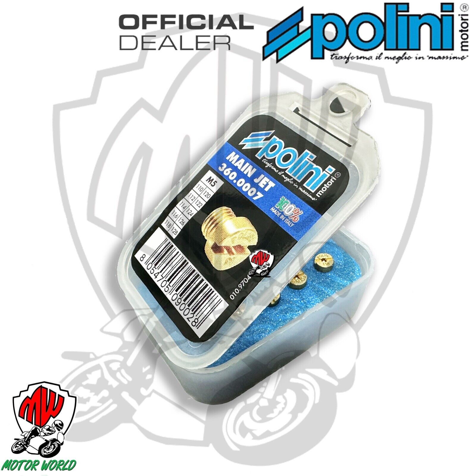 KIT 10 GETTI MASSIMO MINIMO  POLINI M 5 PER CARBURATORI DELL'ORTO DA 110 A 128