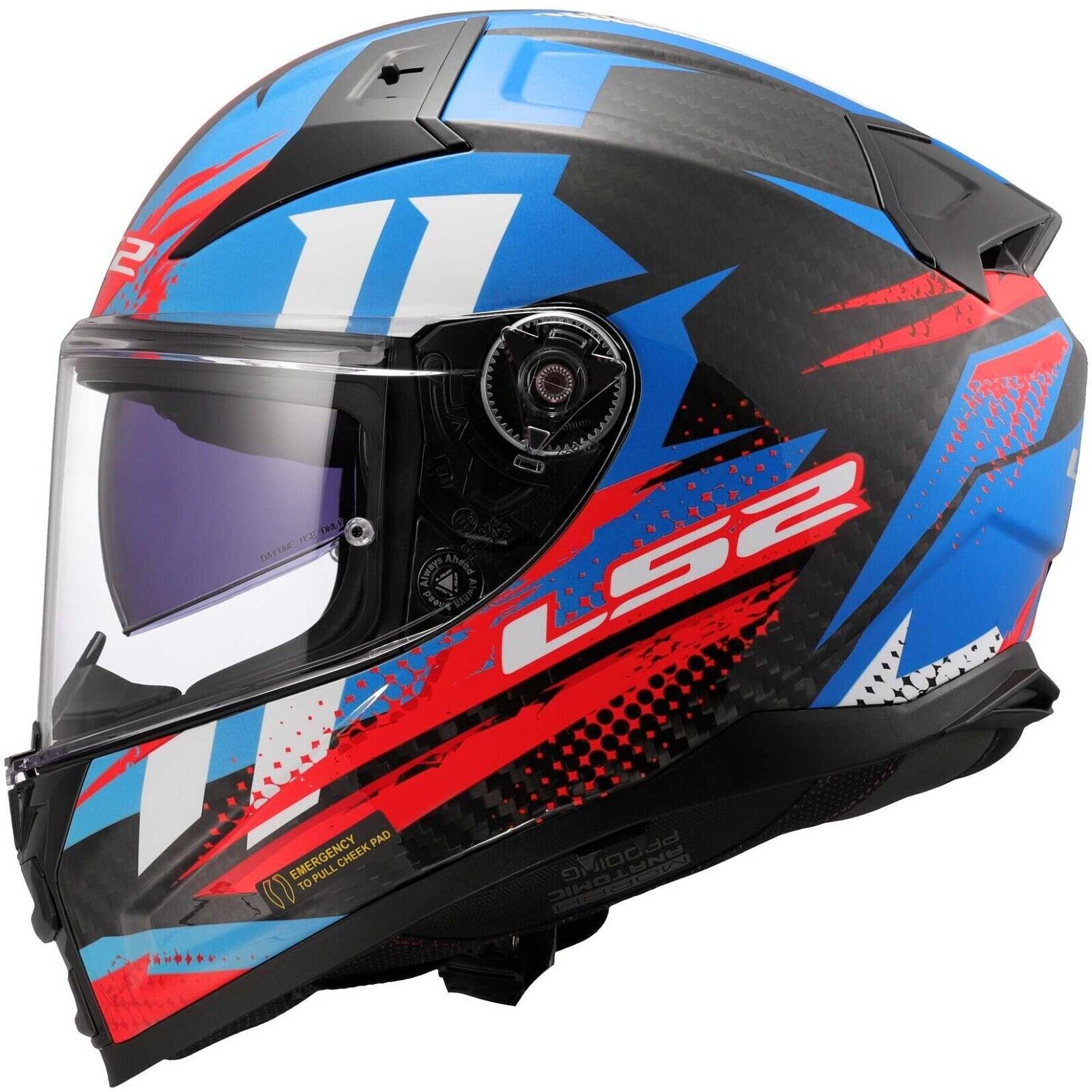 LS2 FF811 VECTOR II CARBON TANTIC RED BLU CASCO CARBONIO MOTO INTEGRALE TG M