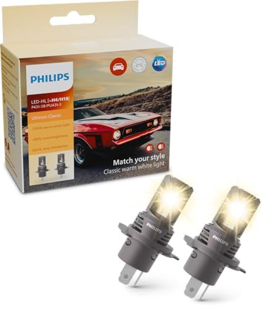 (TG. H4/H19) Philips Ultinon Classic lampadina LED per fari auto (H4/H19), luce
