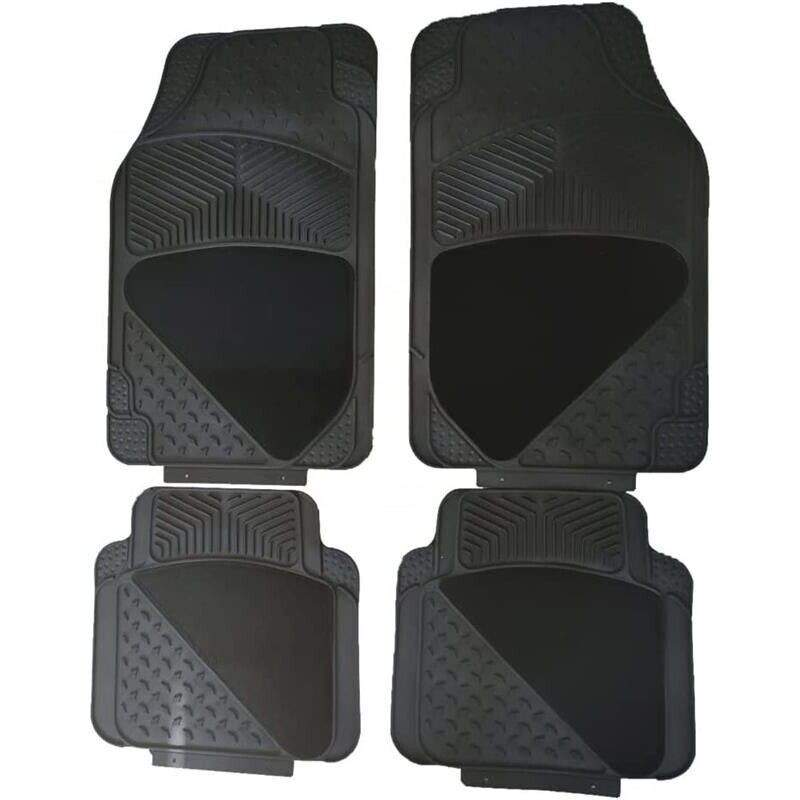 SET 4 TAPPETINI IN GOMMA LINEA MELBOURNE CON MOQUETTE DI COLORE NERO