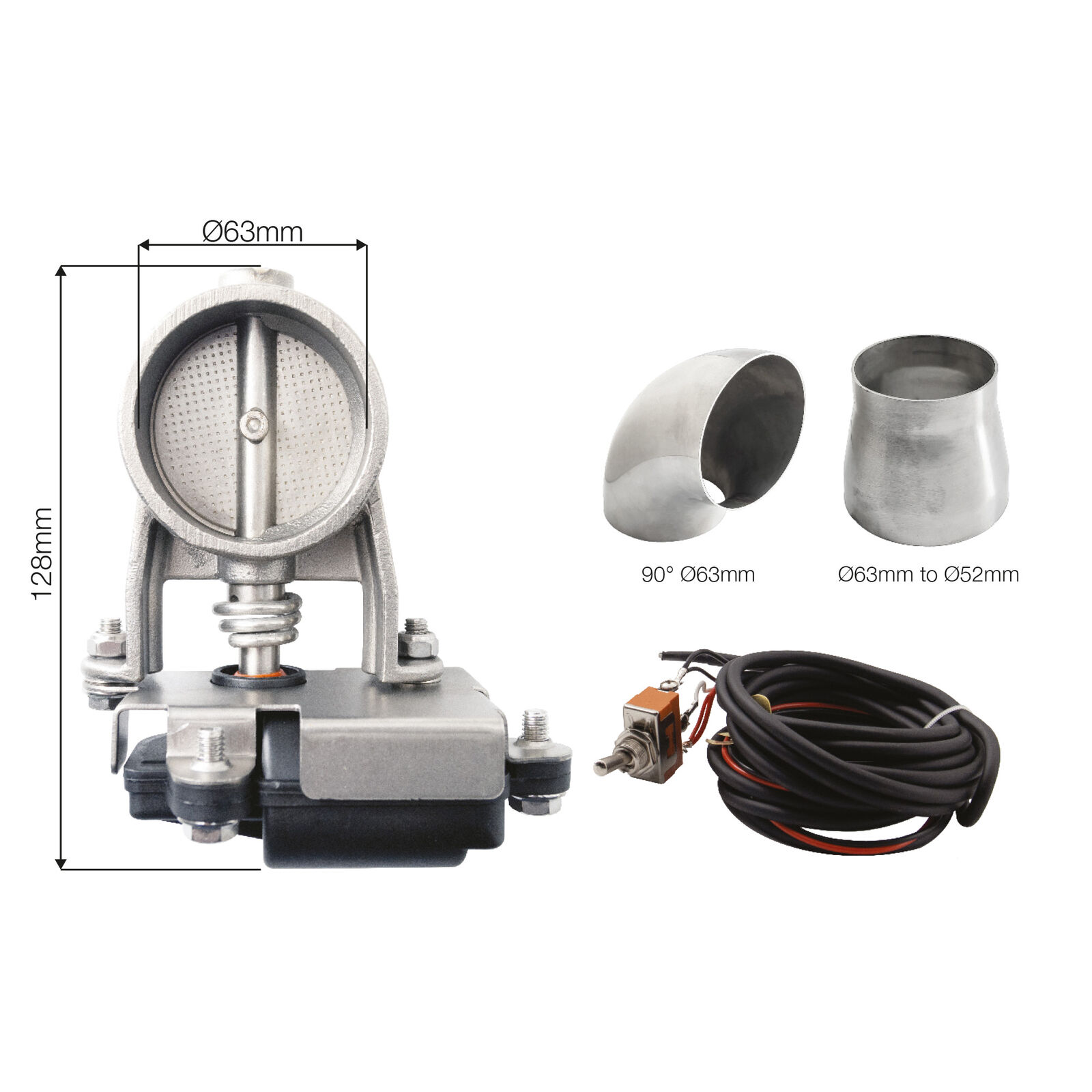 KIT Exhaust valve/Valvola scarico con interruttore d.63mm  SIMONI RACING  - EV8