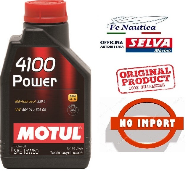 1 MOTUL OLIO 4100 POWER 15W50 LUBRIFICANTE TECNO-SINTETIC BENZINA DIESEL GPL 1LT