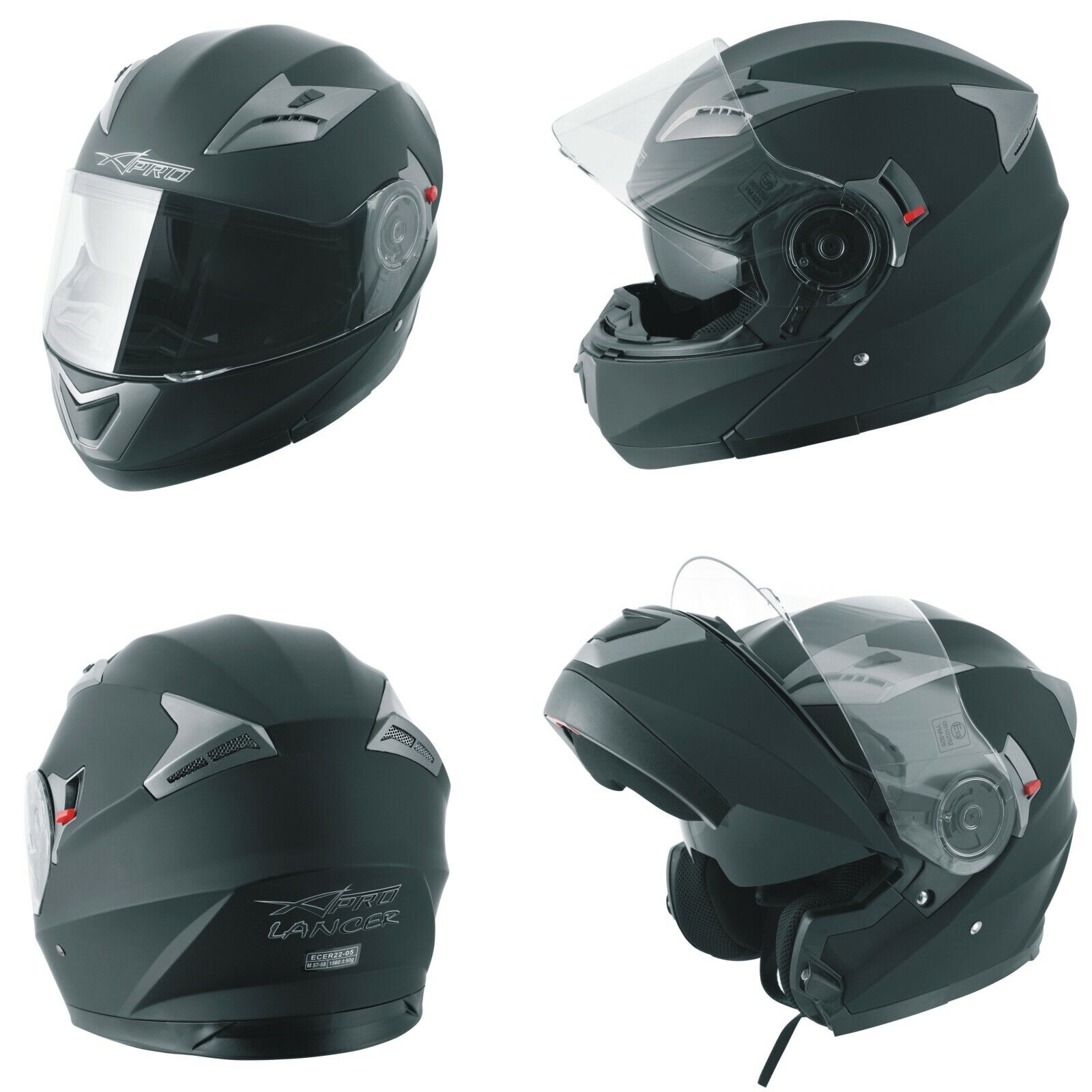 Motorbike Flip Up Sun Visor Helmet Motorcycle Jet Modular Matt Black S