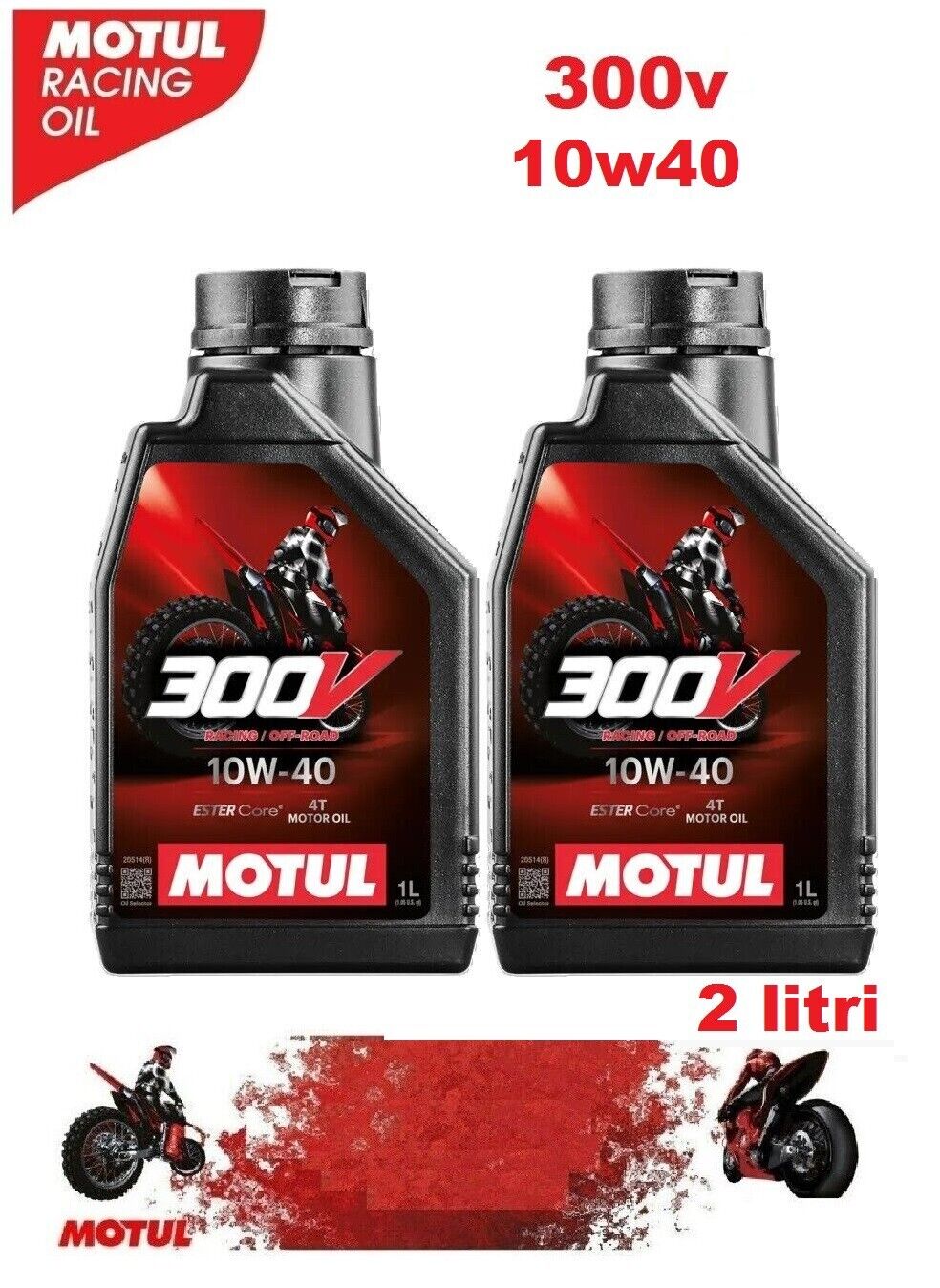OLIO MOTUL 300V 10w40 2 LITRI 300V 300 RACING COME IN FOTO NEW VERSION