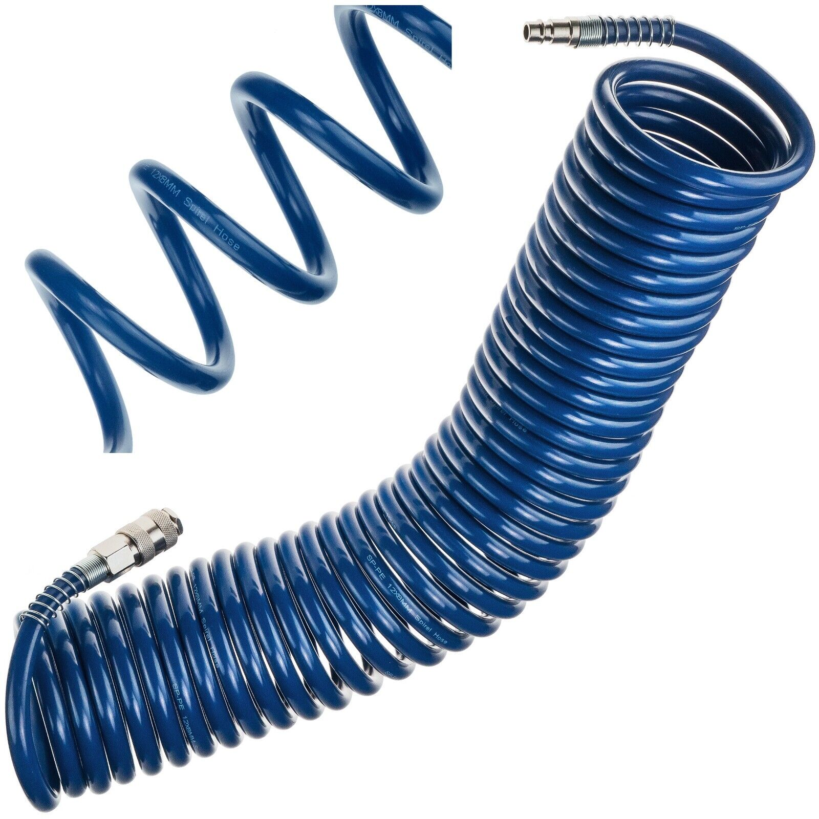 Tubo spiralato aria compressa 10m tubo aria compressa 8x12mm con attacco rapi...