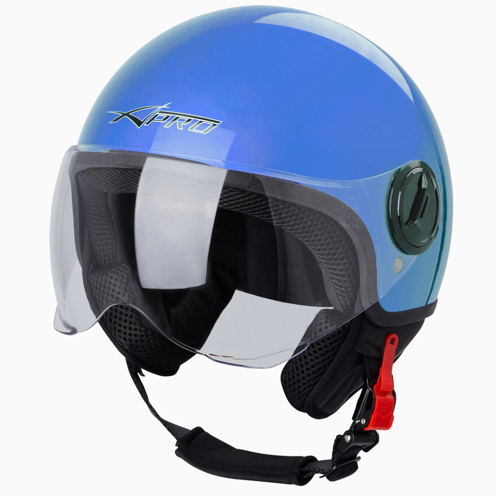 Demi Jet Helmet Moped Motorbike Scooter Visor SonicMoto Blue L