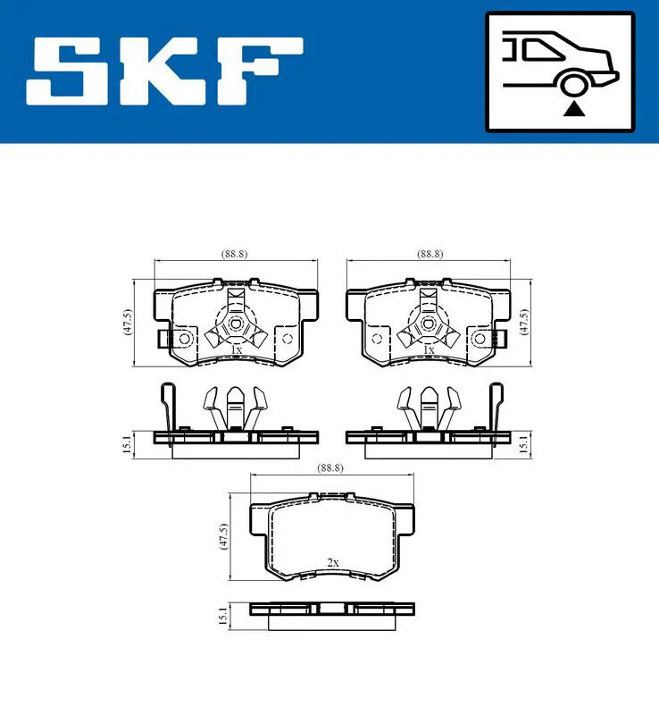 Pastiglie freno VKBP 90397 A SKF per HONDA CR-V II CR-V III