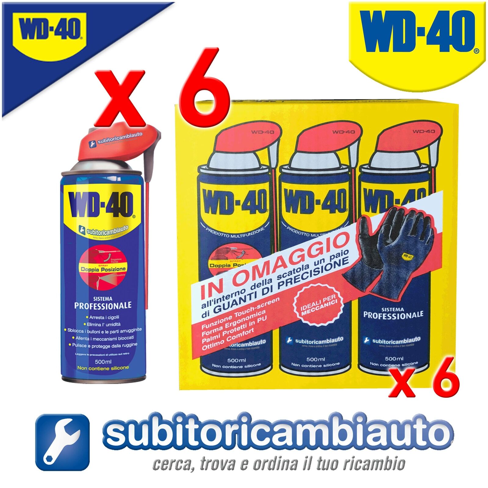 PROMO PACK 6 WD40 SVITOL PROFESSIONALE MULTIUSO DOPPIA AZIONE WD40 3L
