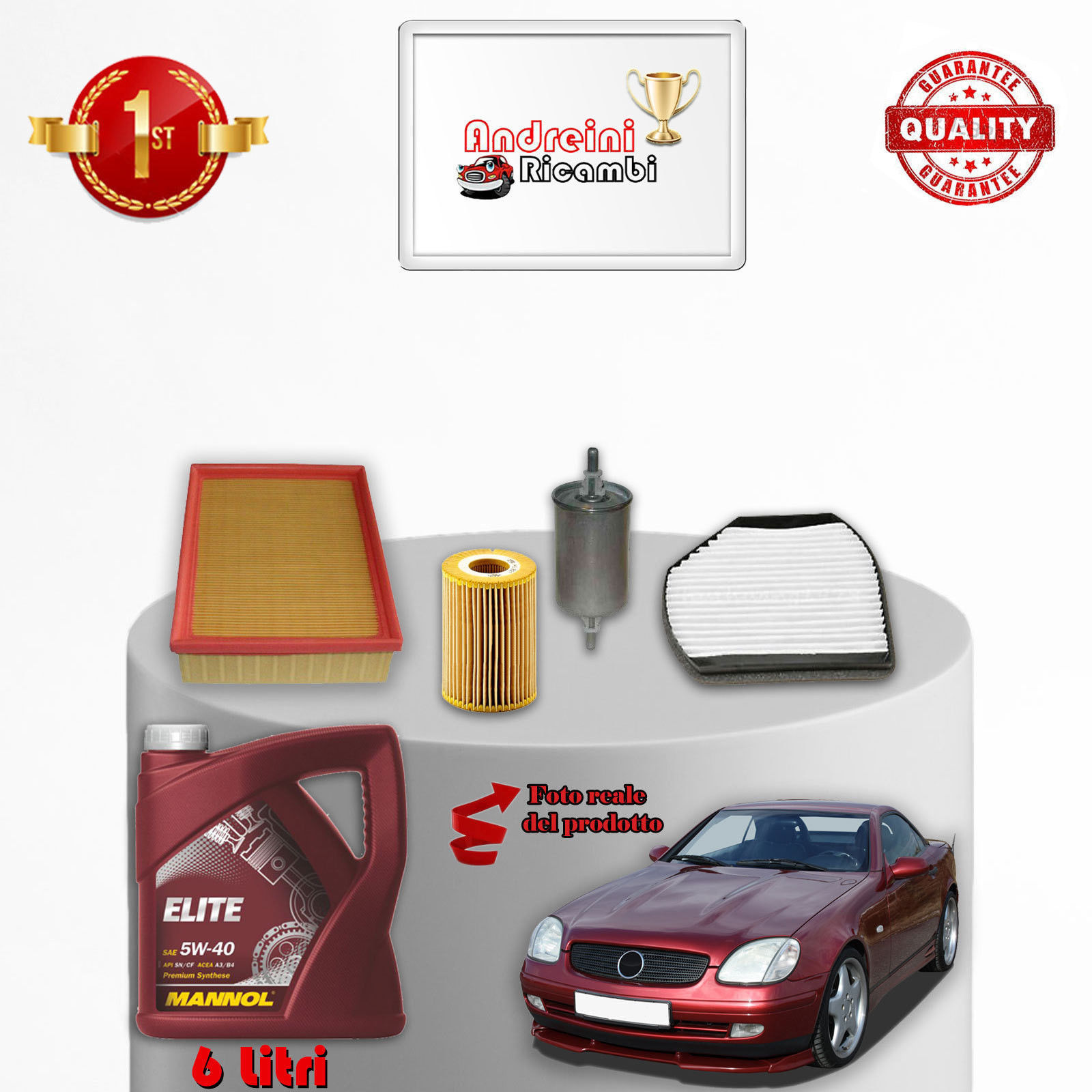 KIT TAGLIANDO FILTRI E OLIO MERCEDES R170 SLK 200 100KW 136CV DAL 1998 ->