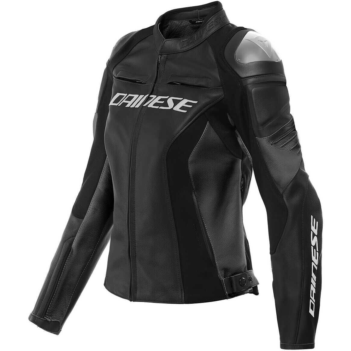 GIACCA MOTO DONNA PELLE DAINESE RACING 4 LEATHER JACKET NERO BLACK TG 42