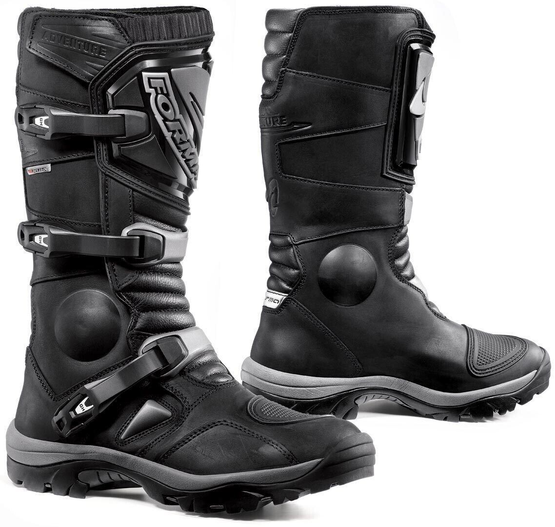 STIVALI BOOTS MOTO PELLE IMPERMEABILI FORMA ADVENTURE DRY BLACK ADVENTURE TG 46