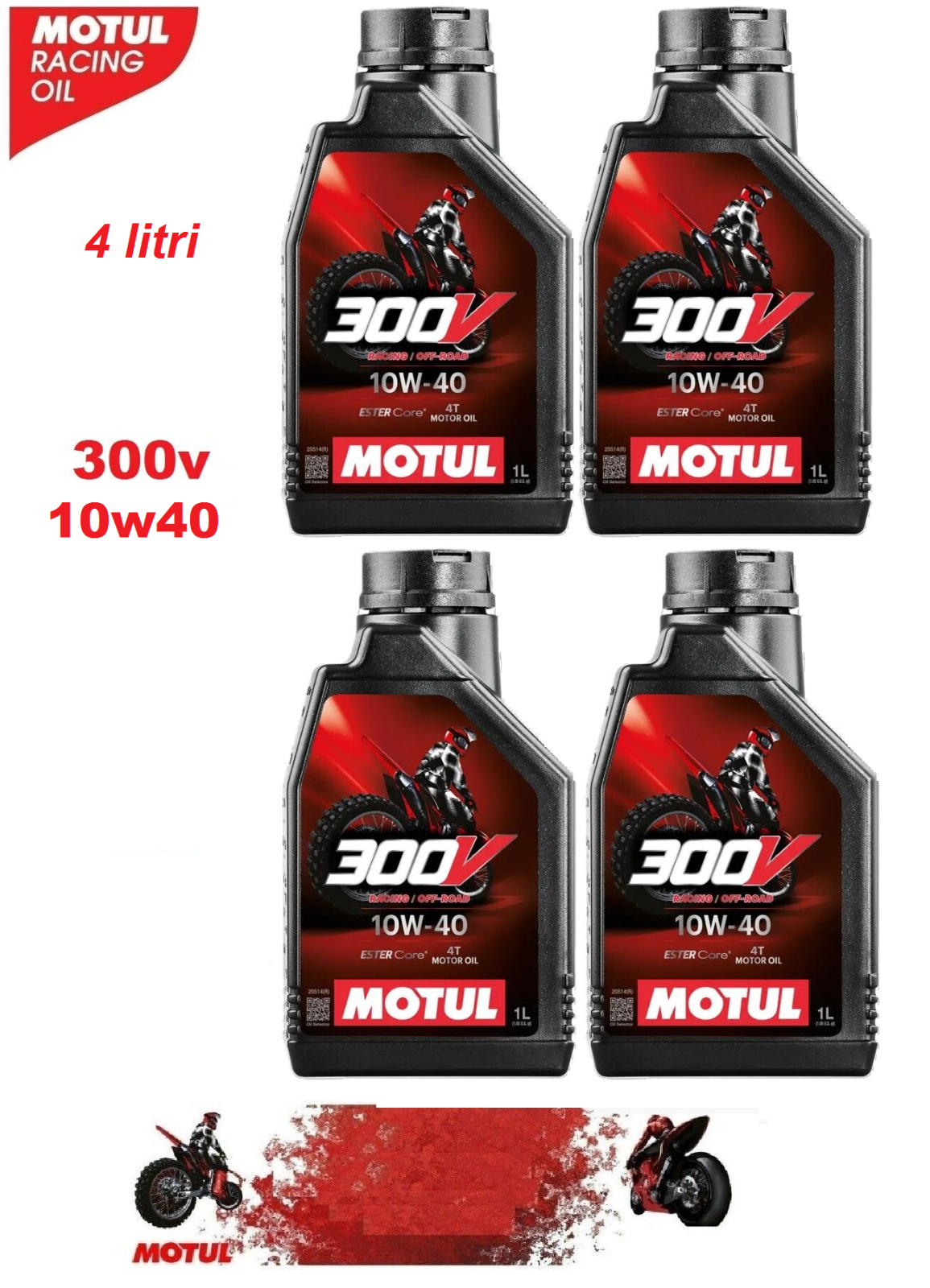 OLIO MOTUL 300V 10w40 4 LITRI 300V 300 RACING COME IN FOTO NEW VERSION