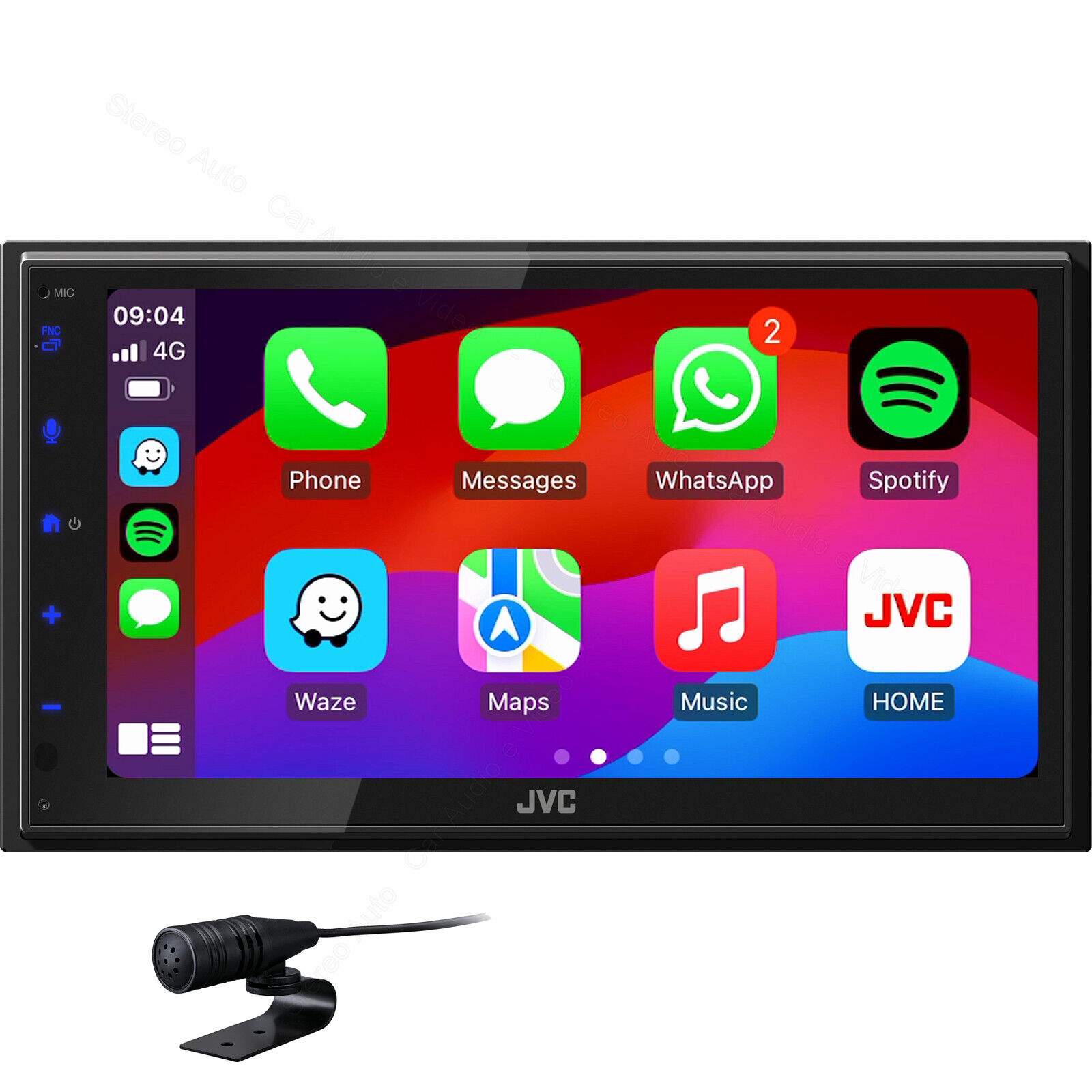 Autoradio Monitor 2din Apple CarPlay Android Auto Bluetooth USB Aux-In 3 Pre RCA