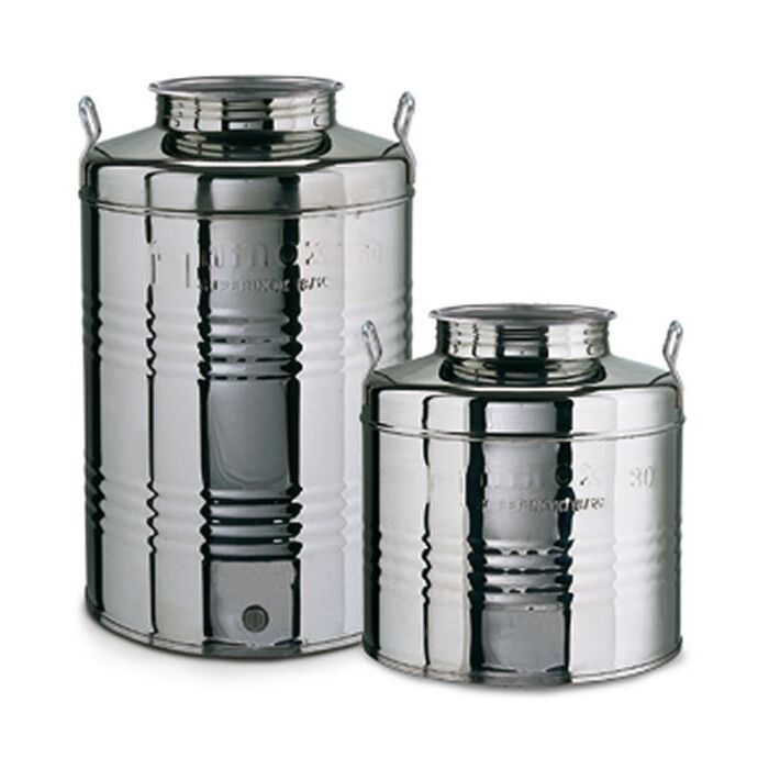 Fusto Bidone Fustino Olio Graffato 30 Lt Acciaio 18/10 Predisposizione Rubinetto