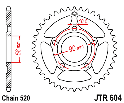 Corona a 35 denti in Acciaio nera JT Sprockets JTR604.35 Passo 520