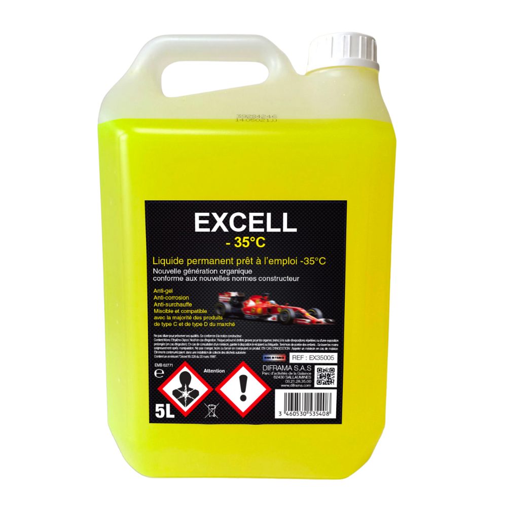 Liquido di Raffreddamento, Giallo, 5L, Excell -35°C - Diframa