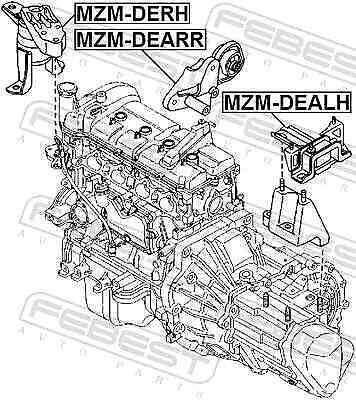 Supporto motore anteriore Dx Supporto idraulico MZM-DERH FEBEST per MAZDA 2