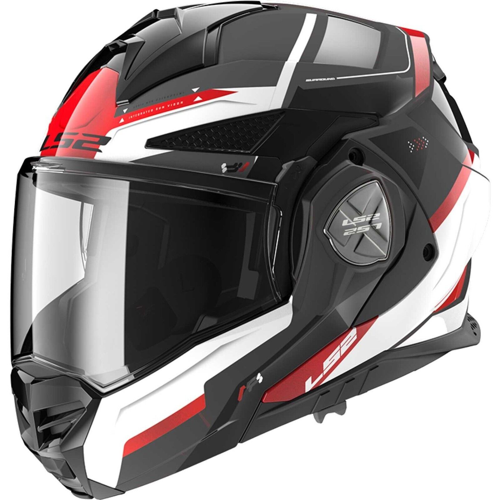 LS2 ADVANT X SPECTRUM NERO BIANC ROSSO CASCO FIBRA MOTO MODULARE 180° 2206 TG XL