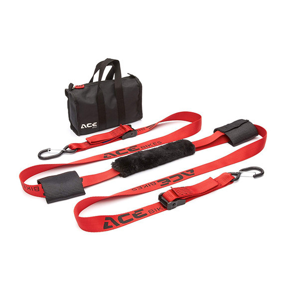 SET CINGHIE GANCI PER FISSAGGIO MANUBRIO TRASPORTO MOTO ACEBIKES