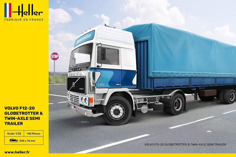 HELLER 81703 MODELLO CAMION VOLVO F12-20 GLOBETROTTER & SEMIRIMORCHIO BIASSE