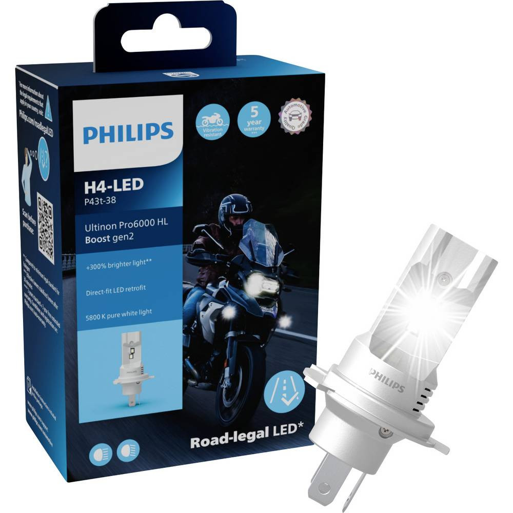 Philips Automotive 11342U60B2X1 Lampadina LED Ultinon Pro6000 H4 12 V