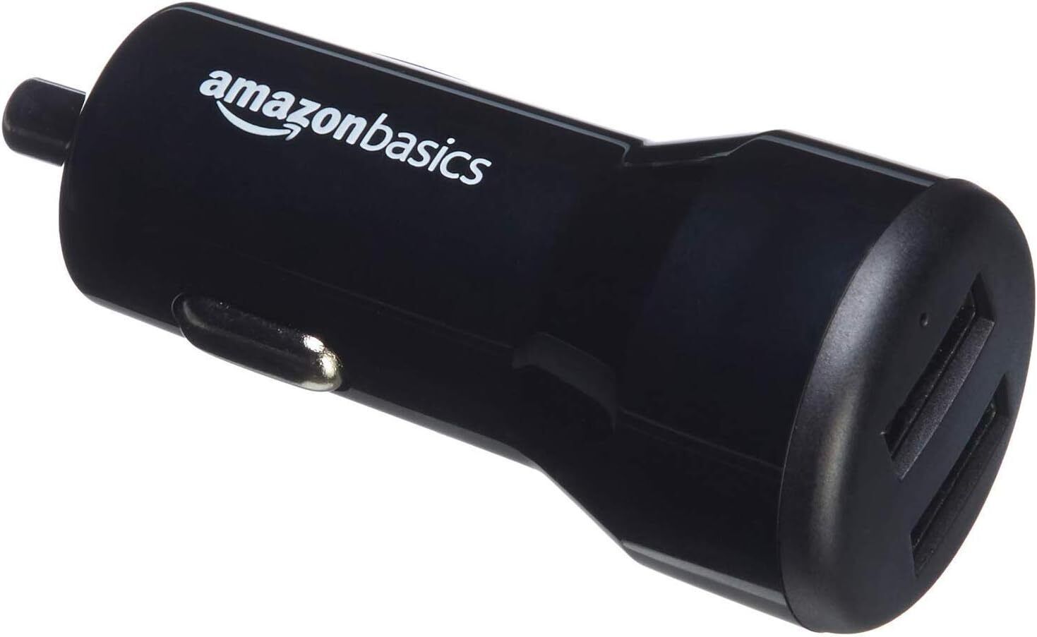 Amazon Basics Caricabatterie per auto a 2 porte USB, 2 porte, Nero