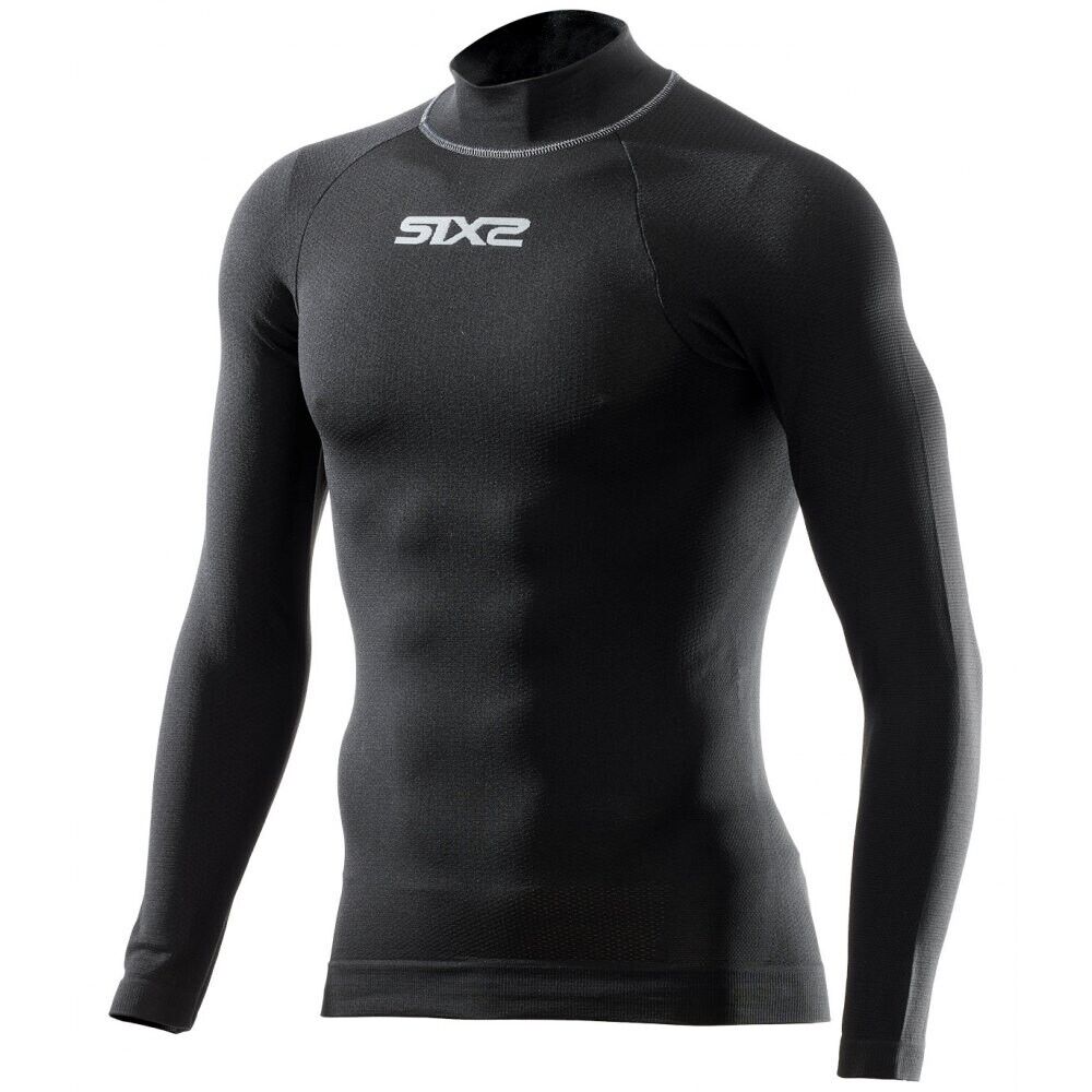 MAGLIA LUPETTO MANICHE LUNGHE TECNICA TERMICA SIX2 TS3 ALL BLACK CARBON TG XS/S
