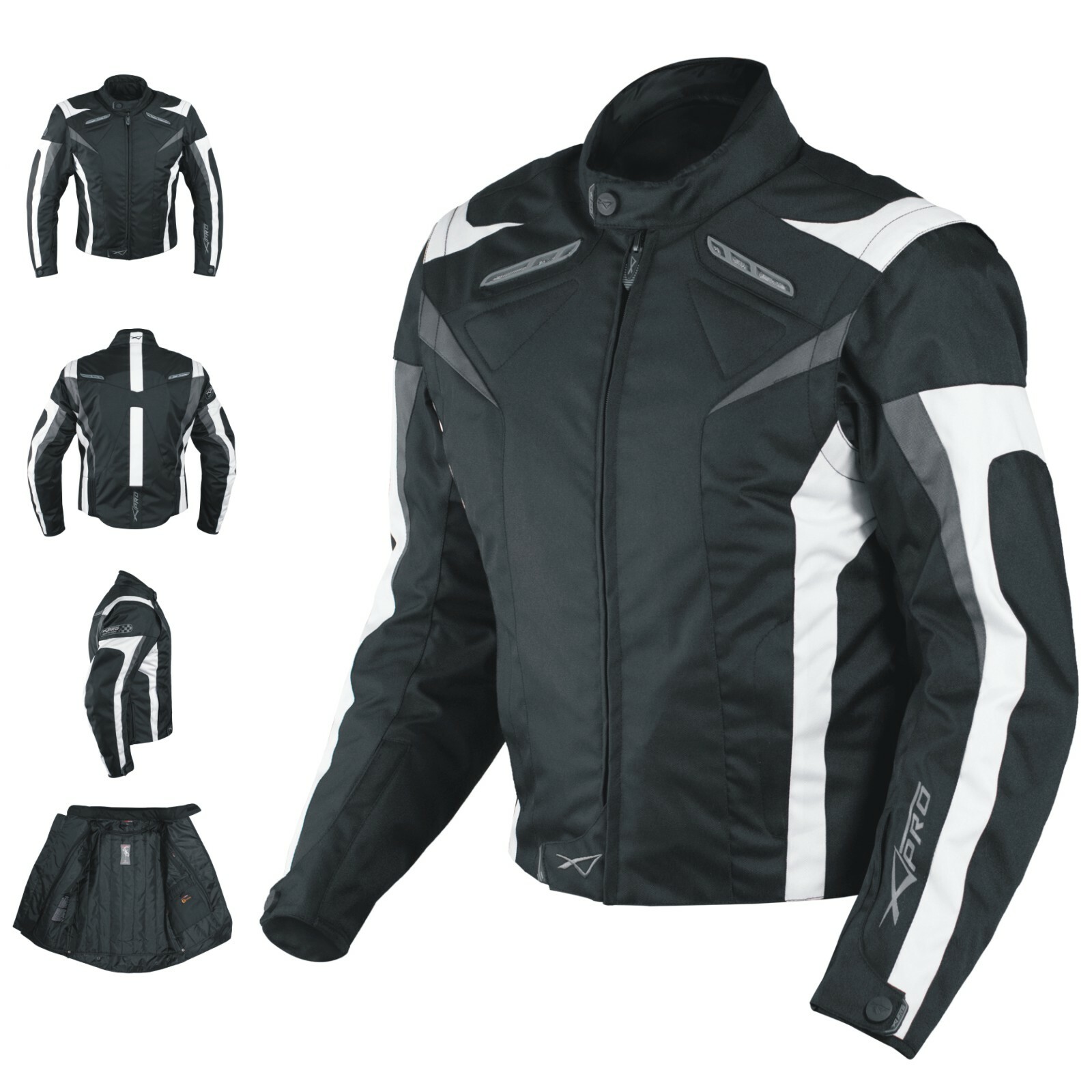 Motorcycle Jacket CE Armored Textile Motorbike Racing  Thermal Liner  White M