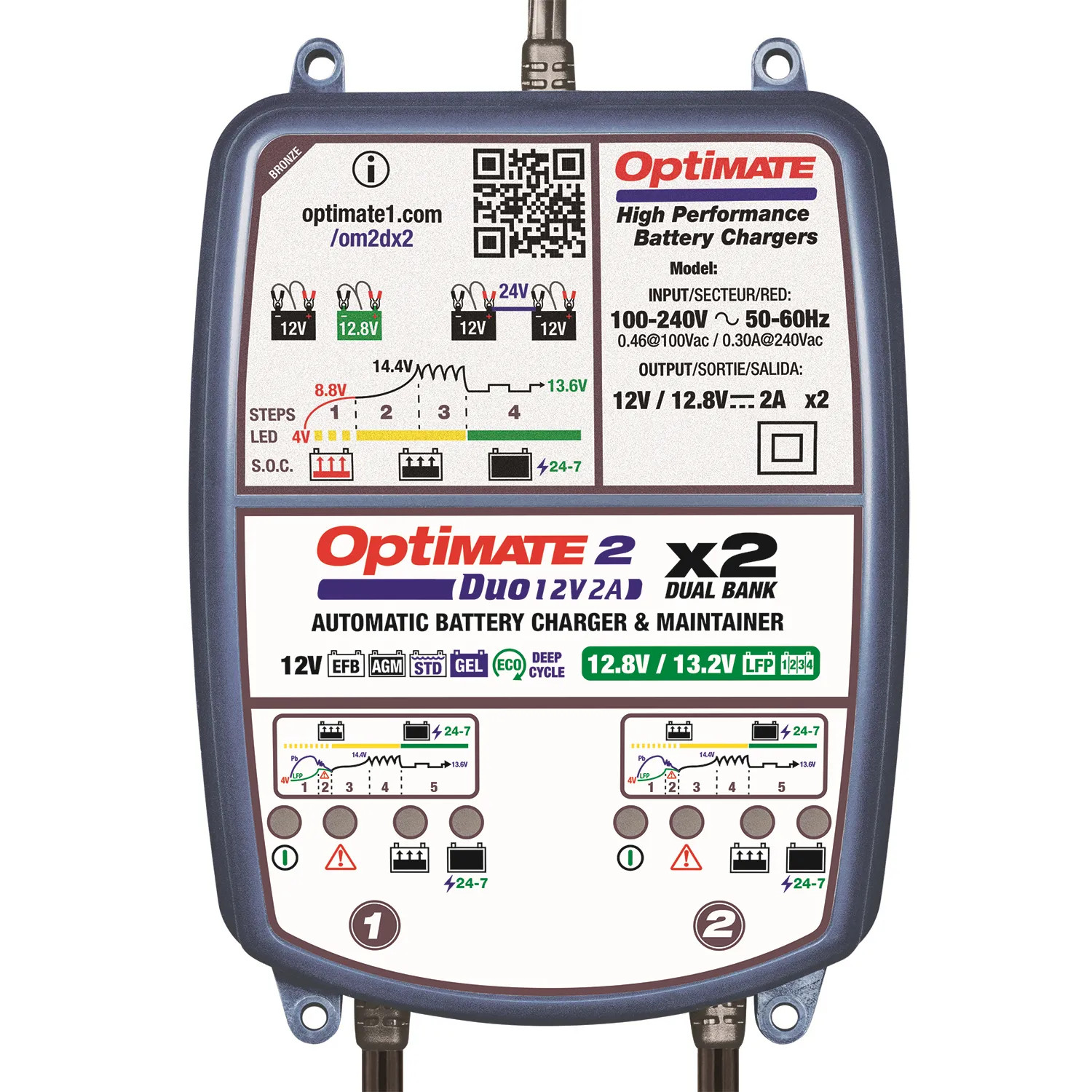 OptiMate 2 DUO x 2 Bank TECMATE