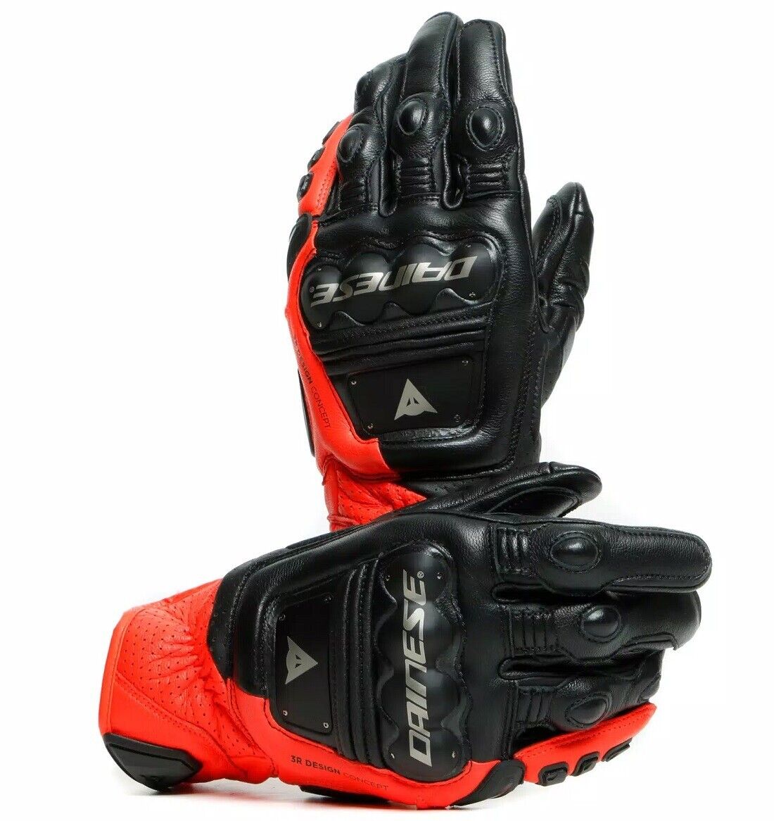 GUANTI MOTO DAINESE 4 STROKE 2 GLOVES SPORT RACING BLACK NERO FLUO ROSSO TG XL