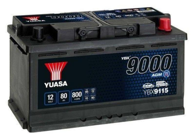 YBX9115 BATTERIA AVVIAMENTO YUASA YBX9000 AGM Start Stop Plus Batteries 800 A 80