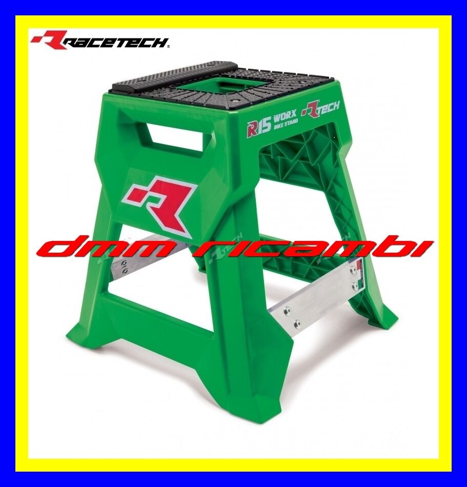 Cavalletto centrale RACETECH R15 WORX CROSS ENDURO MOTARD PITBIKE (Verde)