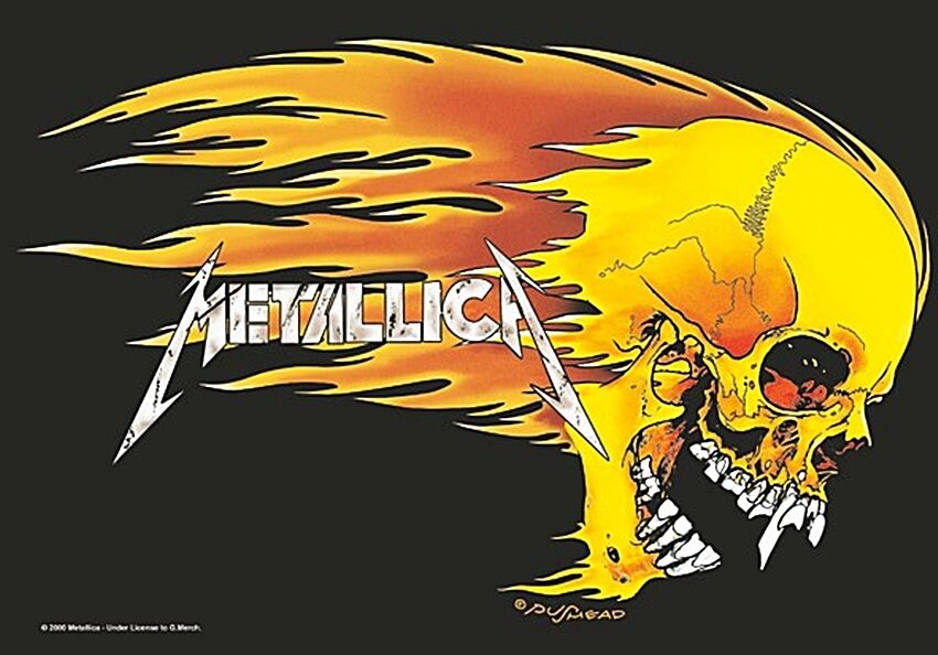 Metallica Teschio & Flames Grande Tessuto Poster/Bandiera 1100mm x 750mm