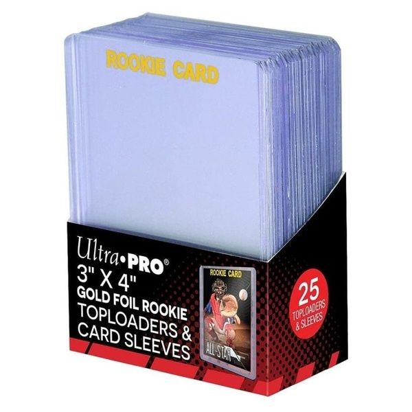 Toploader e Custodia Rookie Gold da 3" x 4" per Carte Formato Standard 25 pz