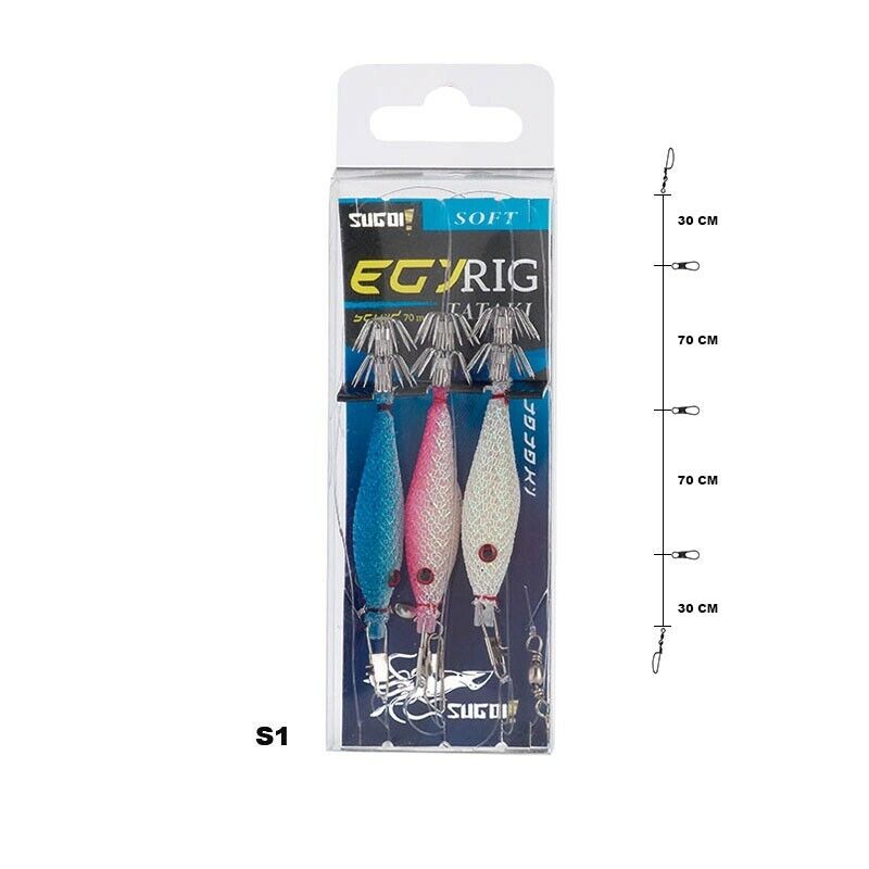 SUGOI 3 SOFT EGY RIG cm 7 montati Calamari tataki artificiali squid TTK SET S1