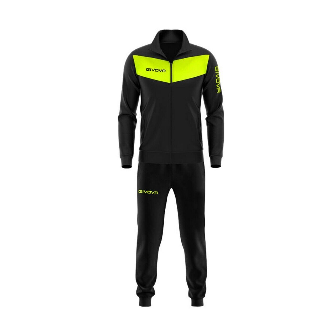 TUTA UNISEX GIVOVA MODELLO TR018 VISA COLORE NERO-GIALLO FLUO TAGLIA S