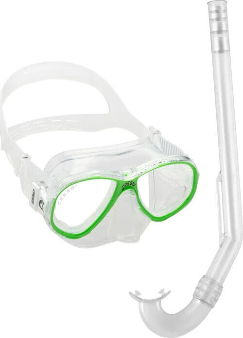 COMBO MASCHERA CRESSI SUB PERLA JUNIOR + MINIGRINGO SILICONE  SNORKELING APNEA