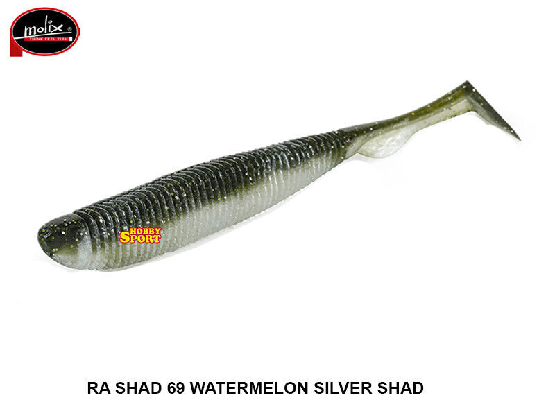 MOLIX RA SHAD 3,8' COLOR 69 WATERMELON SILVER SHAD SPINNING MARE SPIGOLA  BASS