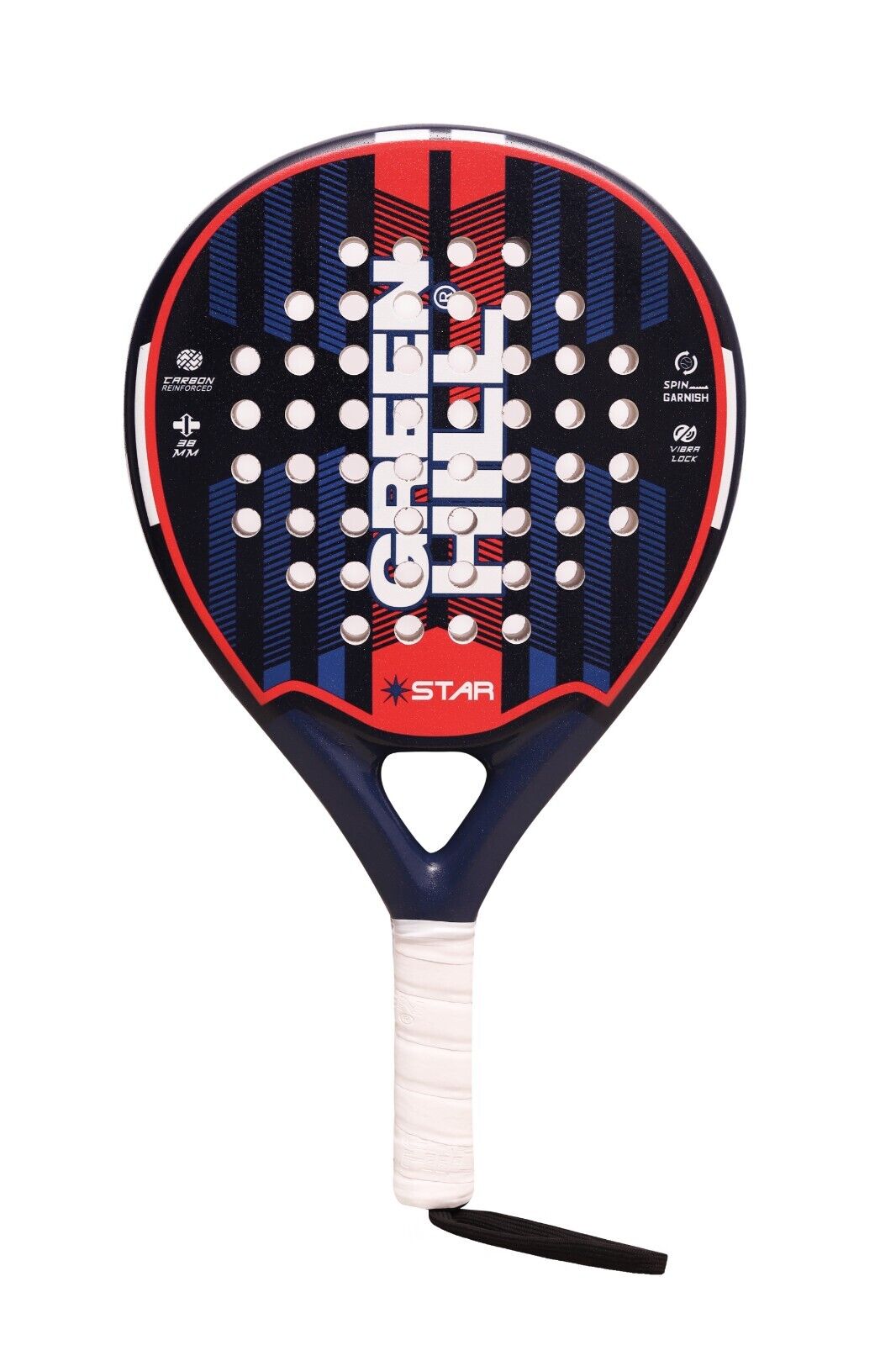 GREEN HILL RACCHETTA PADEL STAR FORMA ROTONDA FIBRA DI VETRO CARBONIO PADDLE