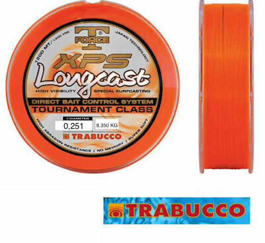 FILO SURFCASTING XPS 1200 MT DIAM. 0,251 MM LONGCAST FLUO  ORANGE TRABUCCO