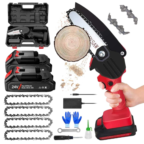 Mini Motosega a Batteria per Potatura [Versione Aggiornata] con 2...